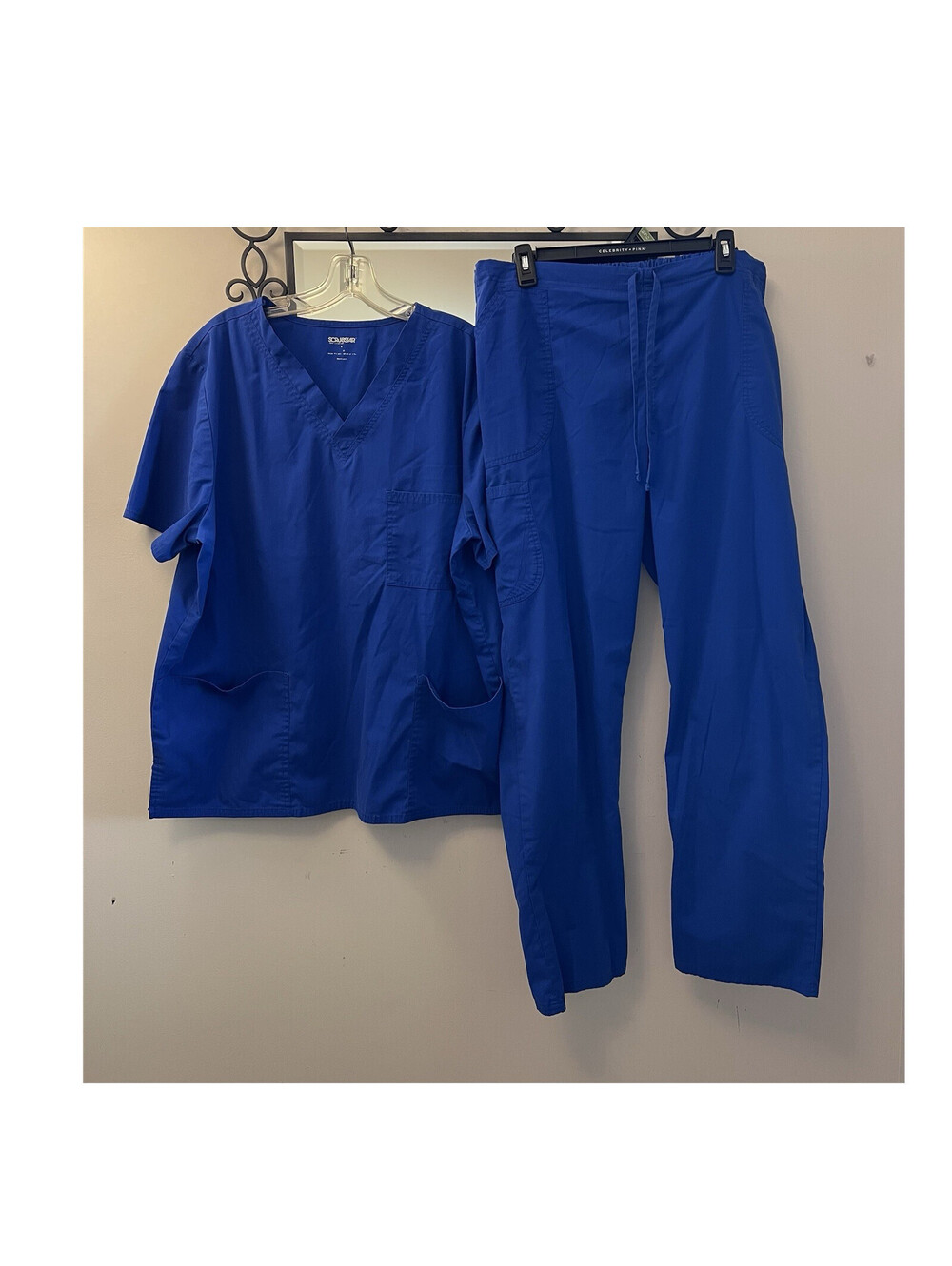 Lot of 2 Scrubstar Size large unisex Royal Blue Classic Scrub shirt and pants